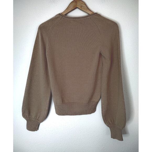 Billie The Label Cappuccino Long Balloon Sleeve Scoop Neck Harlow Sweater XS - Picture 2 of 9